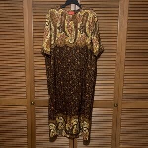 Vintage Egyptian Brown Floral Print Dress XXXL